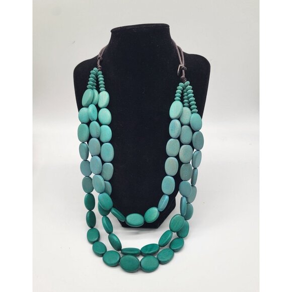 SYLCA Jewelry - SYLCA DESIGNS Multi Strand Colorful Turquoise Wood Block Adjustable Necklace